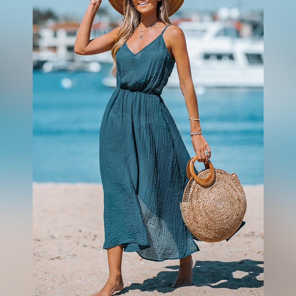 NWT Cupshe V-Neck Maxi Cover-Up Dress, Size Large